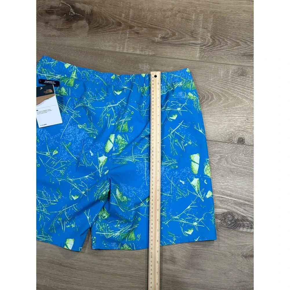 North Face Mens Wander Swim Short Blue Leaf Print Tropical NF0A535Q Large NWT